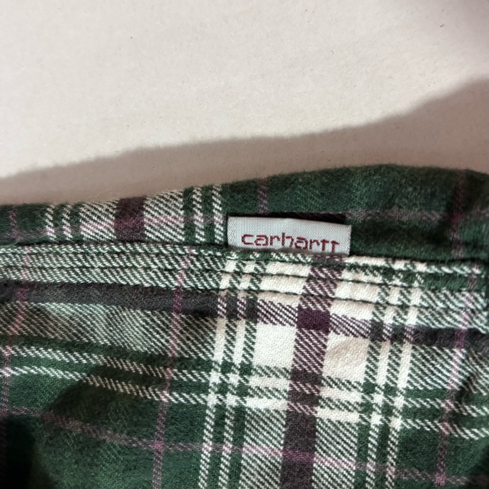Carhartt Shirt Womens Medium Green Black Plaid‎ Hamilton Flannel Workwear Casual - Picture 4 of 7